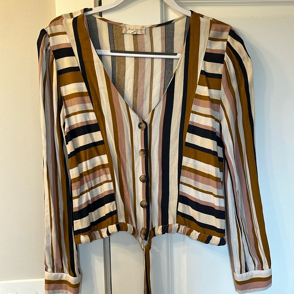 Multi color Button Long Sleeve Blouse